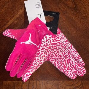 Nike Jordan Jet 7.0 Football Receiver Gloves Pink/White Breast Cancer Mens M NWT